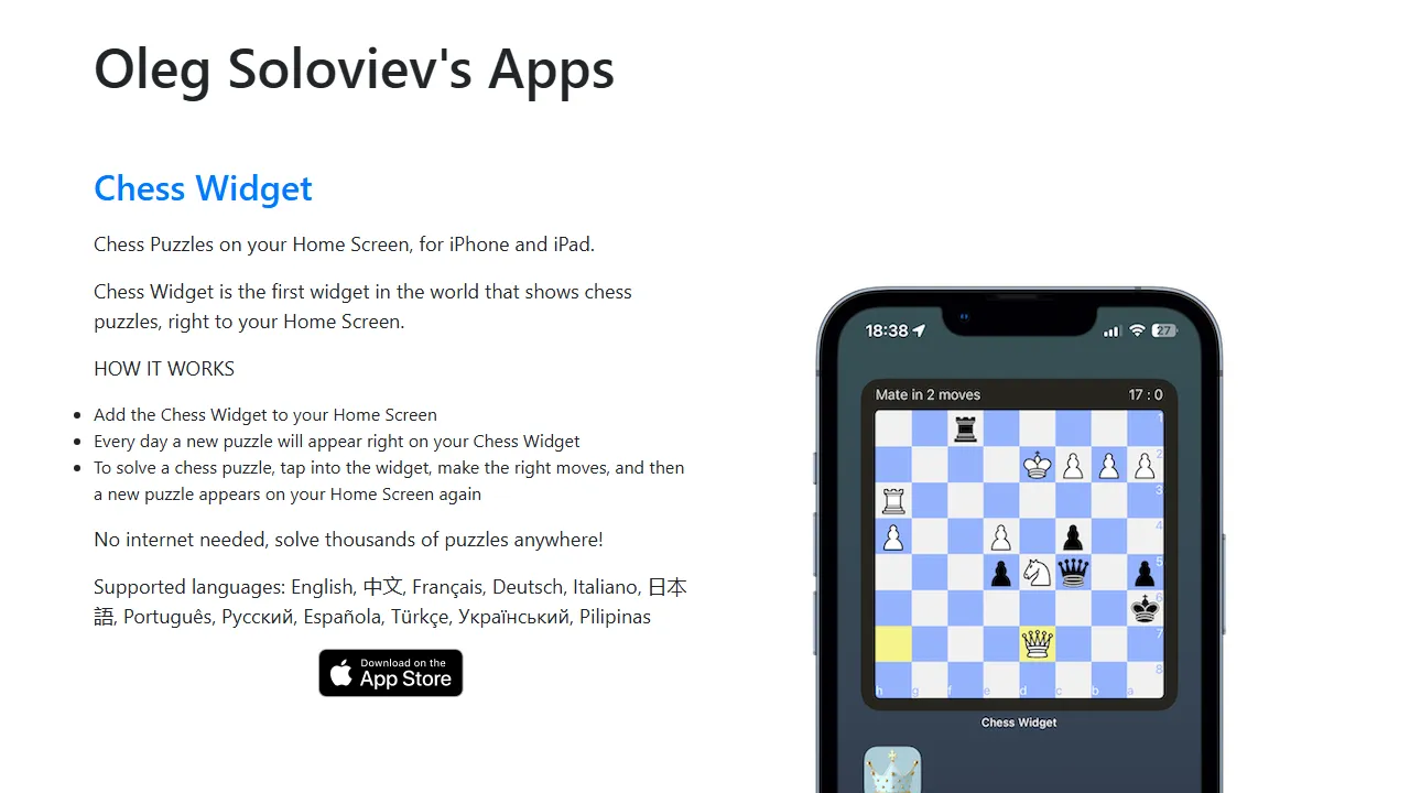 olegsoloviev.github.io - Support Open-Source Chess App screenshot