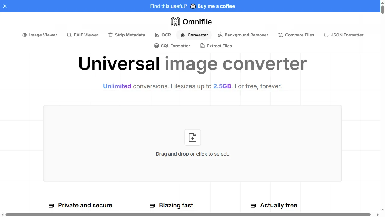 omnifile.co - Browser-Based Collection of Media Tools screenshot