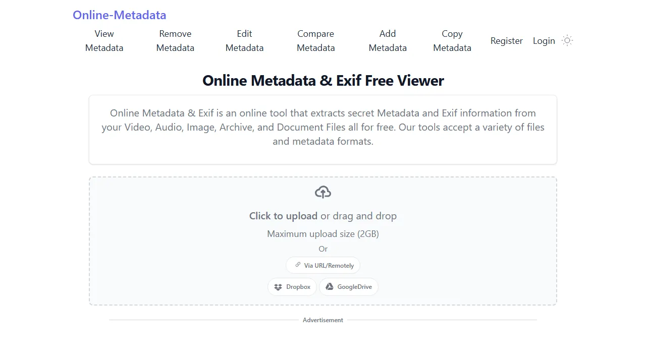 online-metadata.com - Free Online Metadata and Exif Data Viewer screenshot