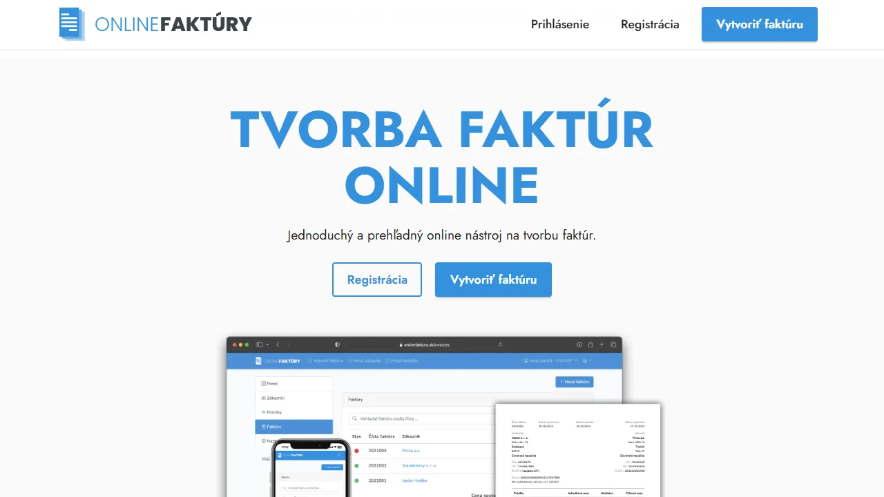 onlinefaktury.sk - Online Tool to Create Invoices Free screenshot