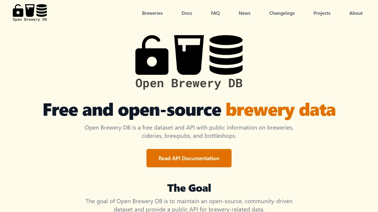 openbrewerydb.org - Free Public Brewery API and Open-Source Database screenshot