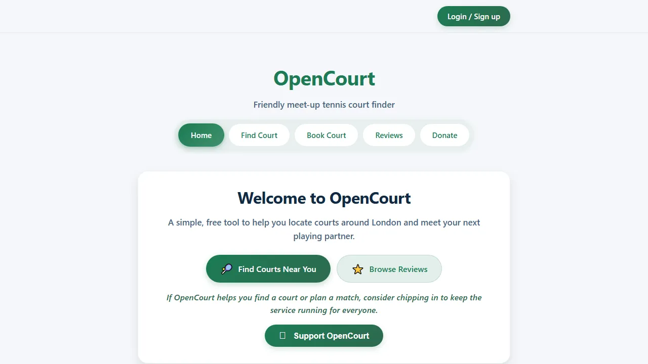 opencourt.uk - Online Court Reservation System for Tennis & Padel screenshot