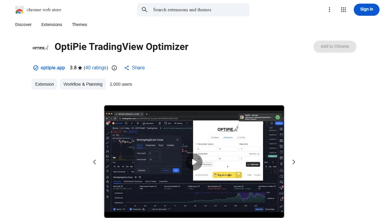 Optipie - TradingView Optimizer - TradingView Backtest Optimizer Extension Tool screenshot