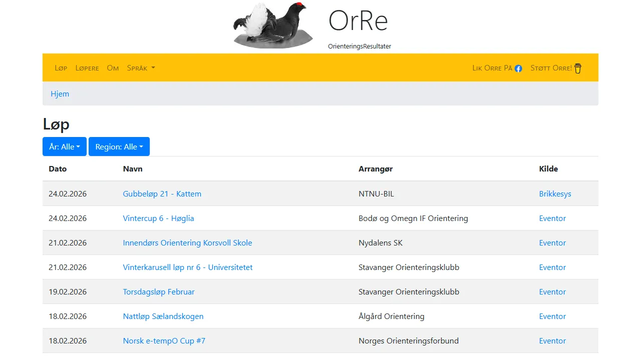 oresultater.no - Live Sports Scores and Results Analyzer screenshot