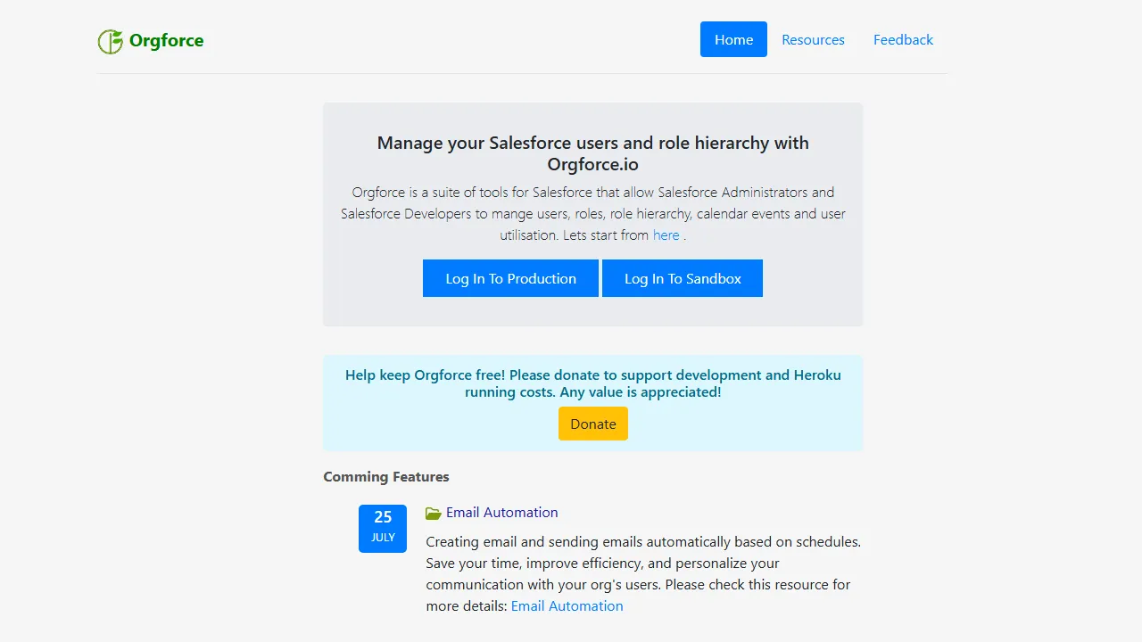 orgforce.io - Salesforce Open Source Project Support Development screenshot