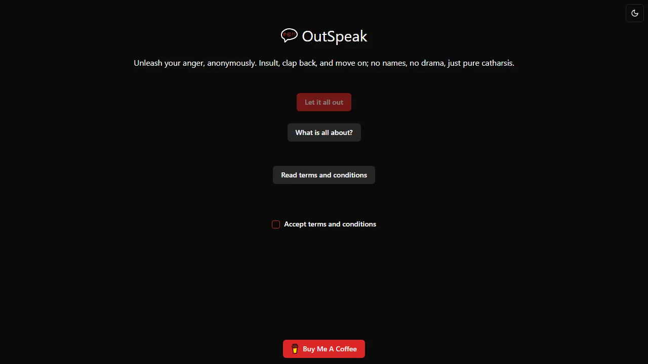 outspeak.managed.win - Anonymous Venting Website for Cathartic Release screenshot