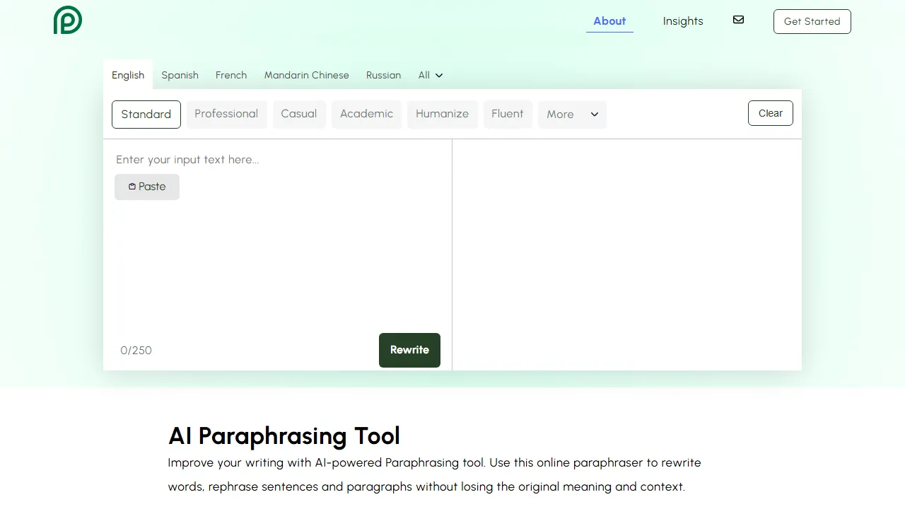 paraphrasingtool.us - Free Online Paraphrasing Tool to Rephrase Text screenshot