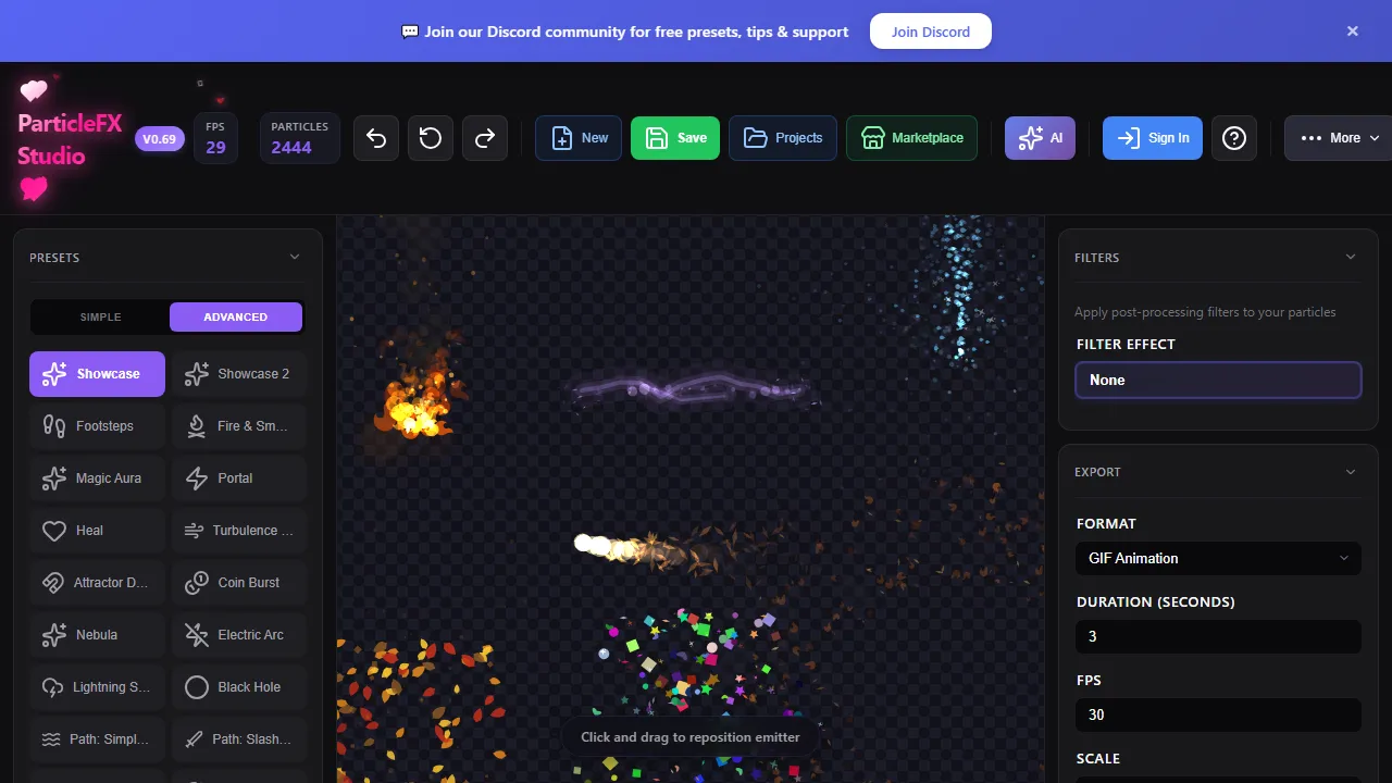 particlefx.studio - Free Online Particle Effect Editor Tool screenshot