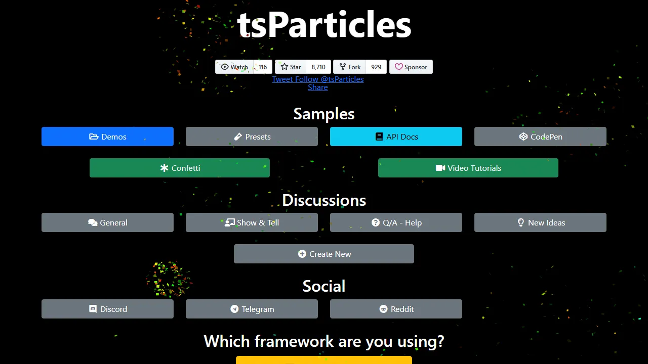 particles.js.org - JS Library For React Native Development screenshot