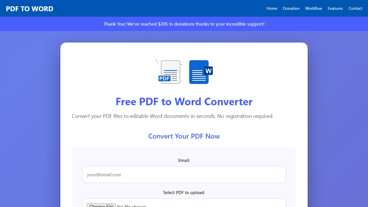 pdf2words.com - Free PDF to Word Converter screenshot