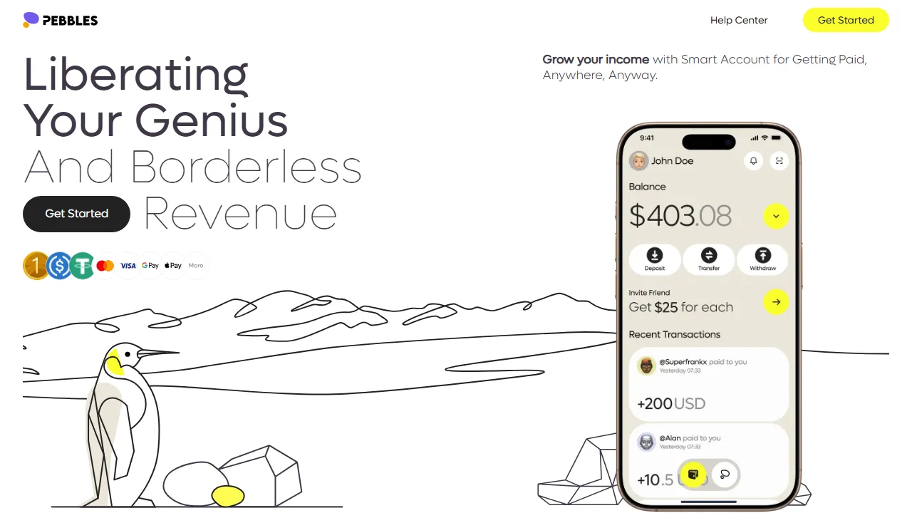 pebbles.cash - Global Multi-Currency Payment Platform For Freelancers screenshot
