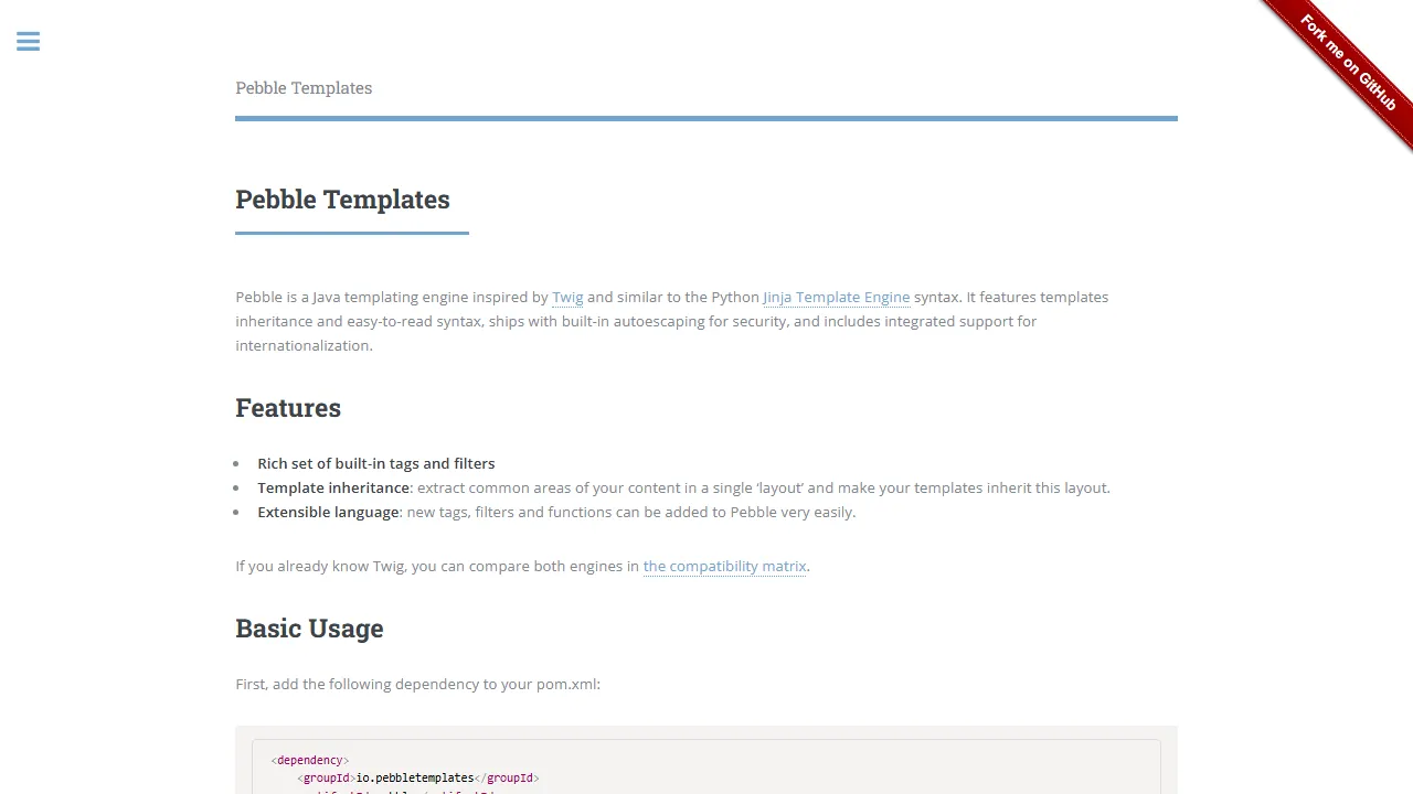 pebbletemplates.io - Java Template Engine Similar to Jinja2 screenshot
