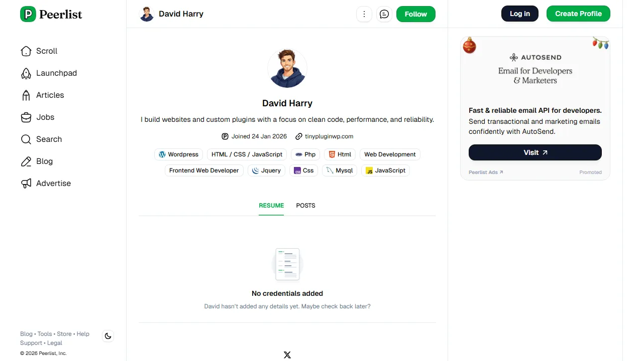 peerlist.io - WordPress Plugin for Elementor Pro screenshot