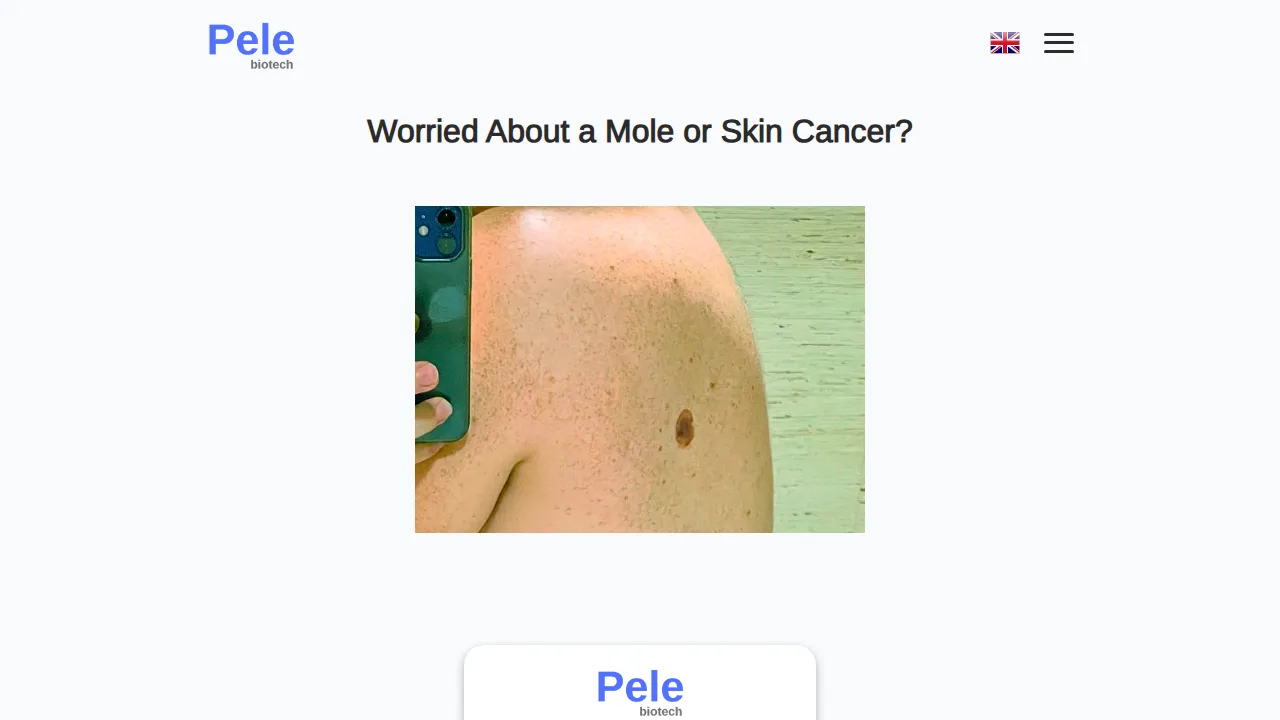 pelebiotech.com - Free AI Melanoma Risk Assessment Tool Online screenshot