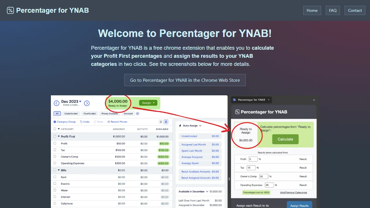 percentagerforynab.com - YNAB Budgeting Tool For Simple Budgeting screenshot