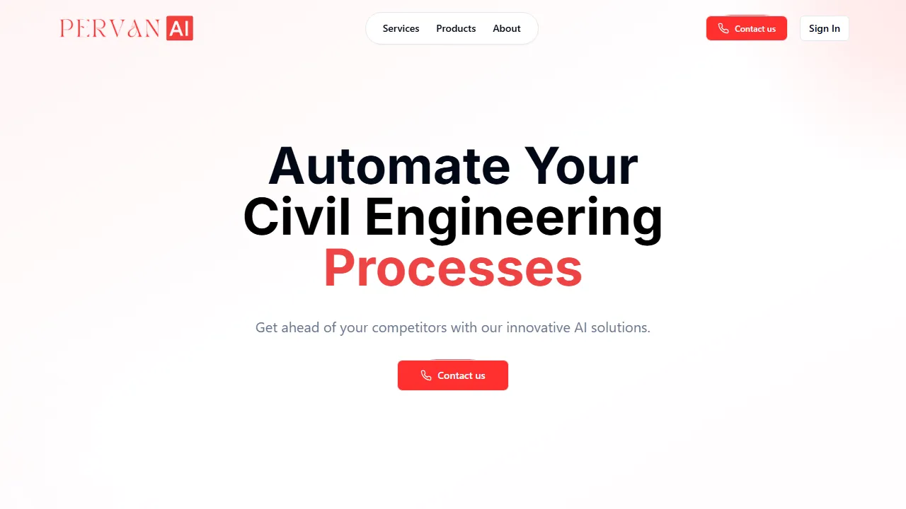 pervan.co.uk - AI Civil Engineering Solutions for Infrastructure Design screenshot