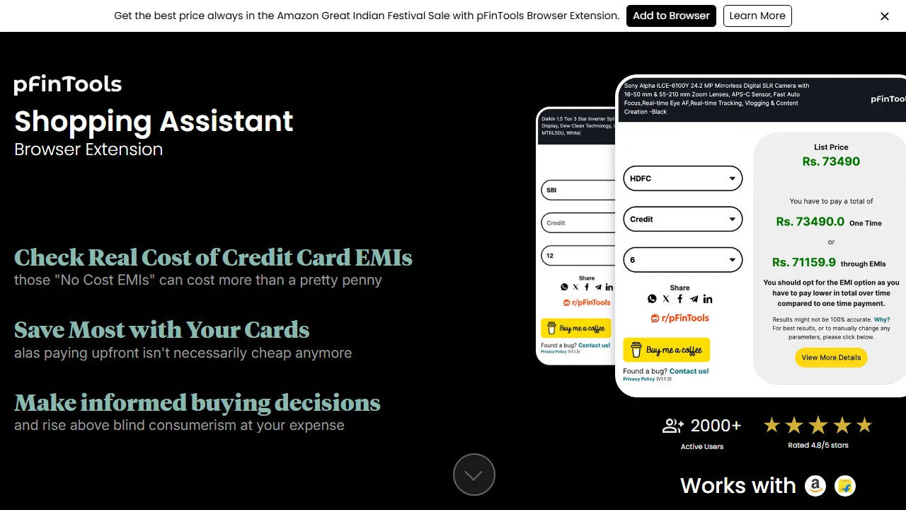 pfintools.com - AI Shopping Assistant for Personal Finance screenshot