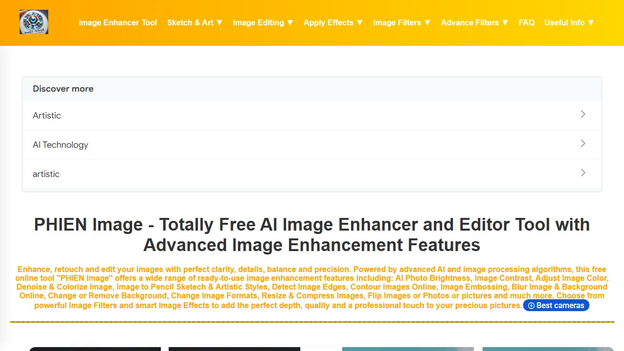 phienimage.com - Free AI Photo Enhancer Online Tool screenshot