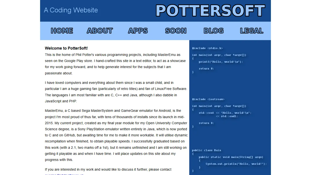 philpotter.co.uk - Emulator Software Project screenshot