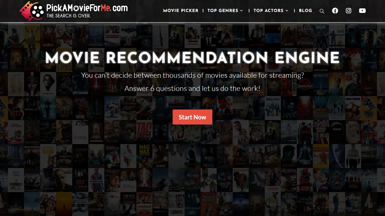 pickamovieforme.com - Find Film Recommendations Based on Your Mood screenshot