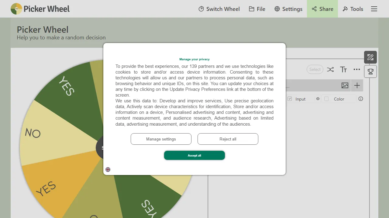 pickerwheel.com - Free Online Decision Making Tool screenshot