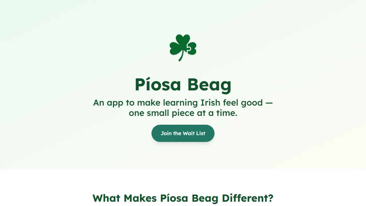 piosabeag.ie - Irish Language Learning App For Beginners screenshot