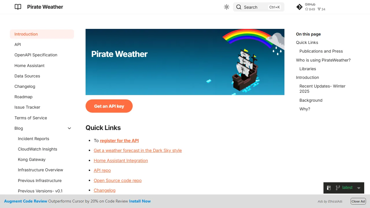 pirateweather.net - Reliable Weather API with Fast Data Processing screenshot