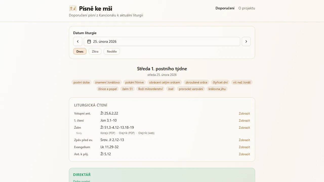 pisnekemsi.cz - AI Church Song Presentation Software Tool screenshot