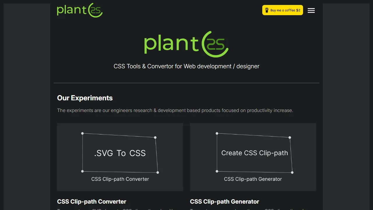 plantcss.com - Free CSS Gradient Generator Online Tool screenshot