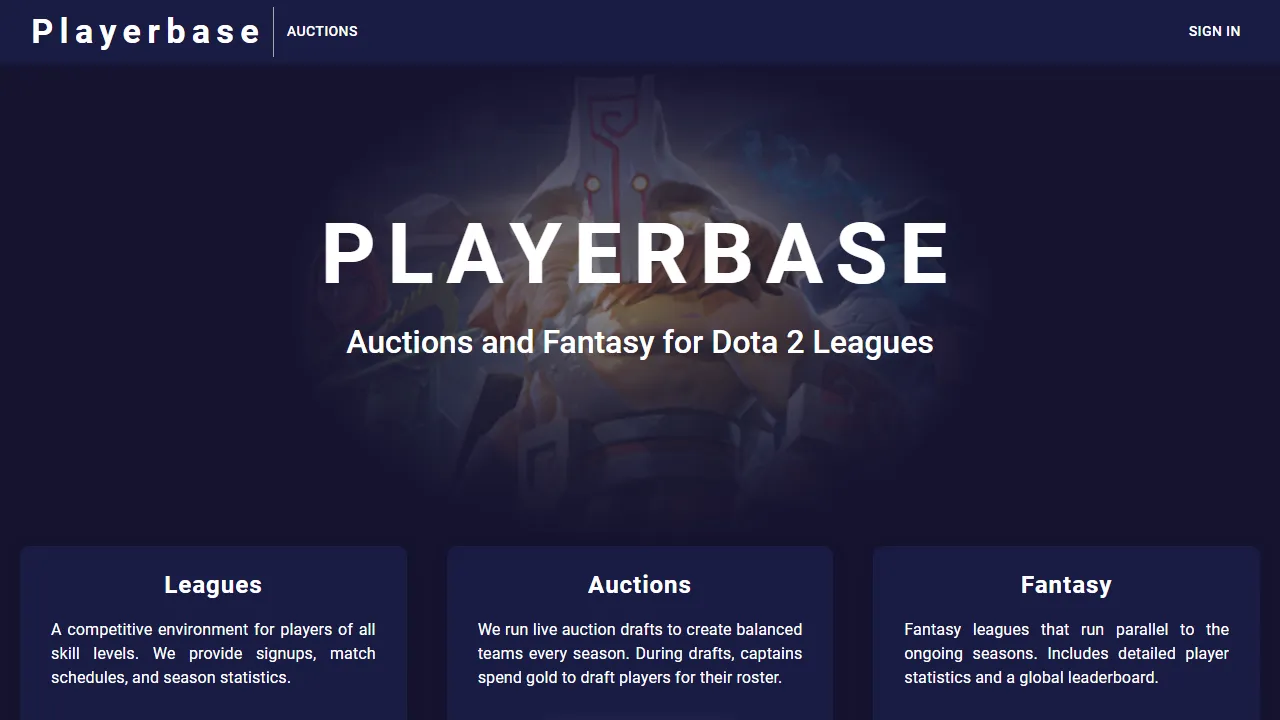 playerbase.fun - Dota 2 League Management Software screenshot