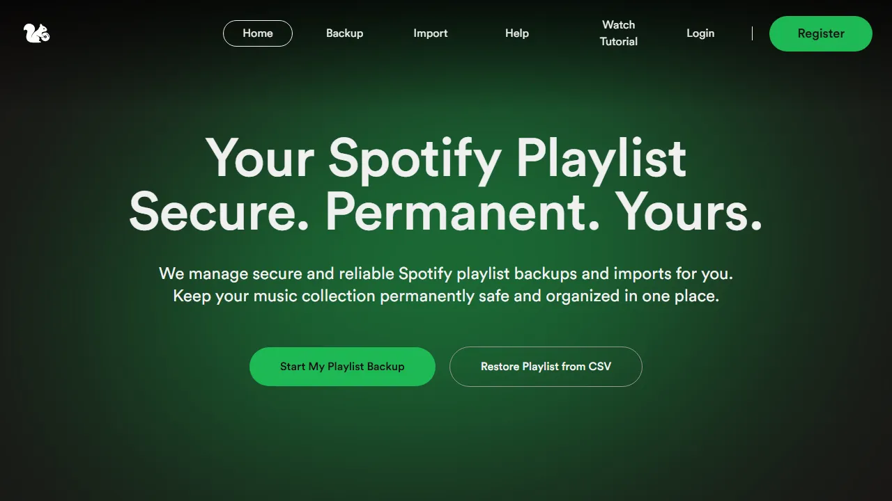 playlist-backup.com - Spotify Playlist Backup Tool Online screenshot