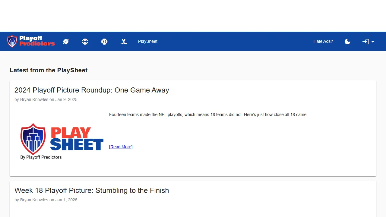 playoffpredictors.com - NFL Playoff Picks and Predictions Tool screenshot