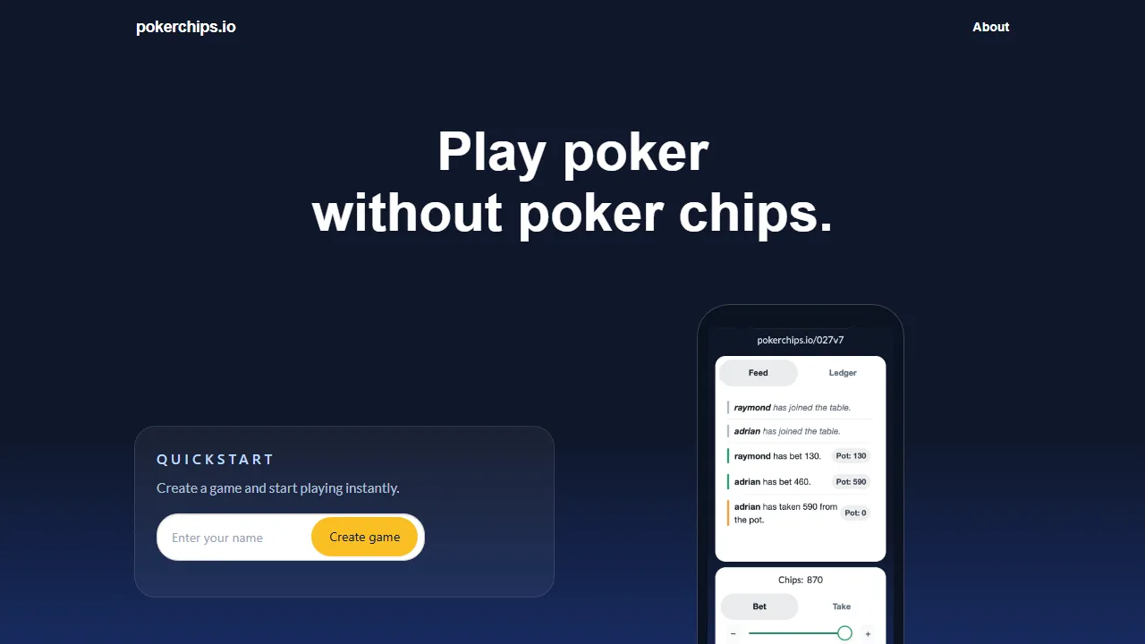 pokerchips.io - Play Internet Poker Games with Friends Online screenshot