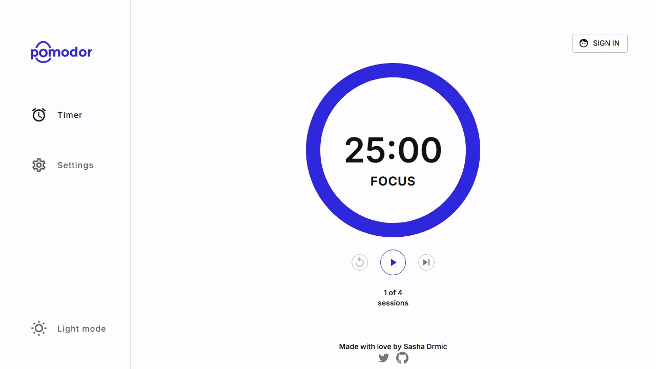 pomodor.app - Pomodoro Timer Web Application For Productivity screenshot