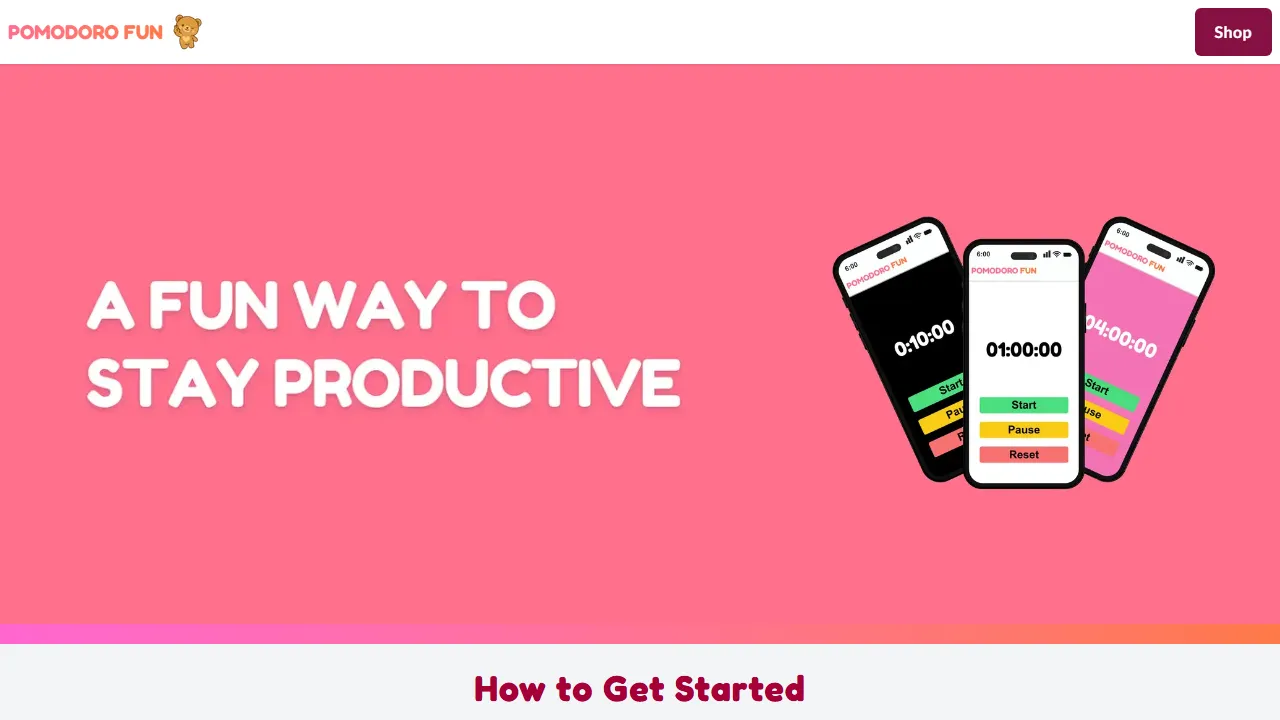 pomodorofun.io - Pomodoro Focus Timer Application for Productivity screenshot