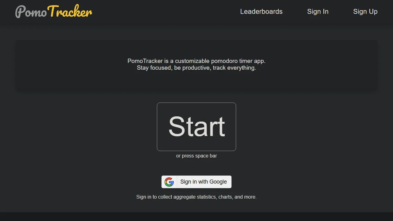 pomotracker.app - Online Pomodoro Timer for Focus and Productivity screenshot