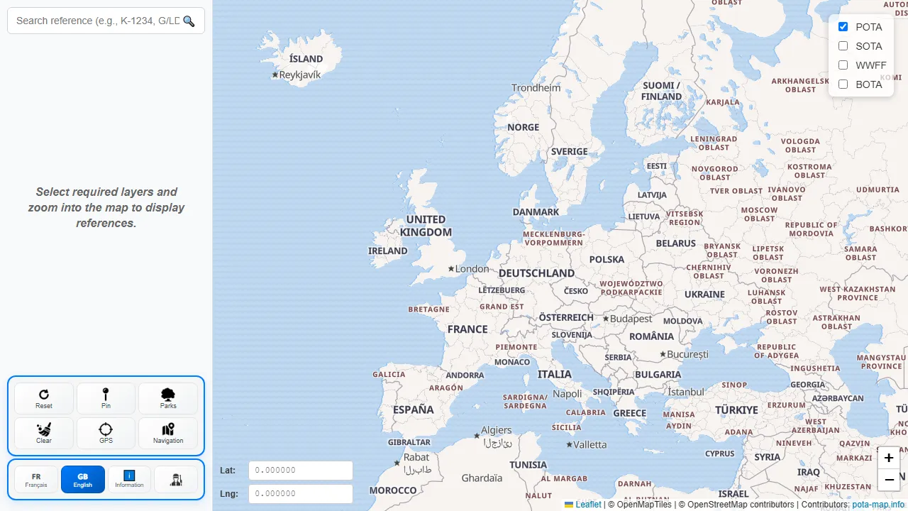 pota-map.fr - National Parks Map to Support Development screenshot