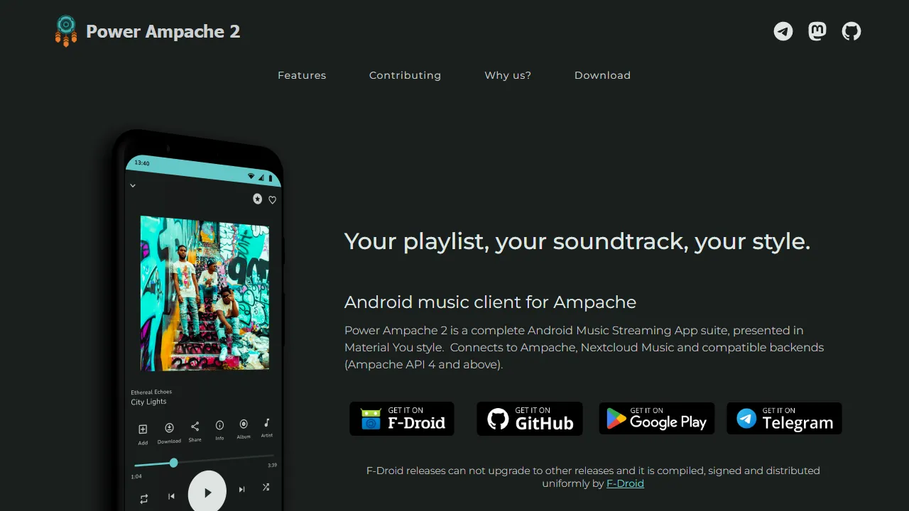 power.ampache.dev - Android Music Server Streaming App screenshot