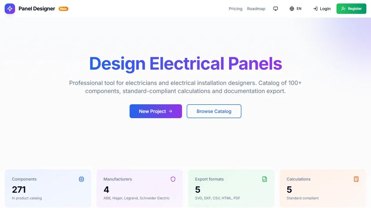 projeckti.pl - Electrical Design and Documentation Tools screenshot
