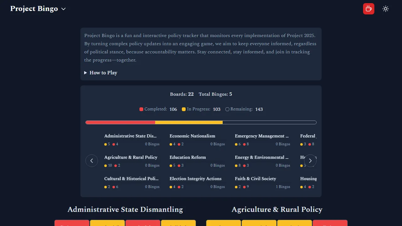 projectbingo.ca - Citizen Engagement Platform for Policy Transparency screenshot