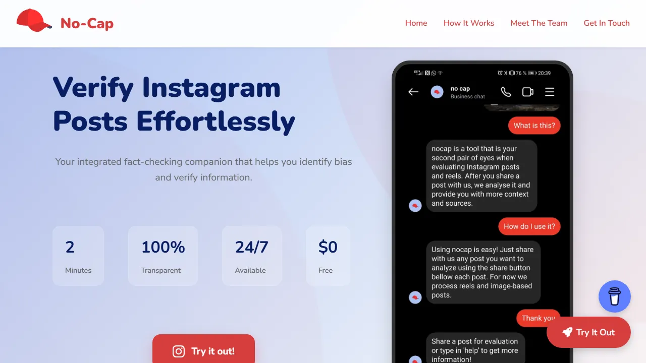 projectnocap.org - Social Media Verification Tool for Instagram screenshot
