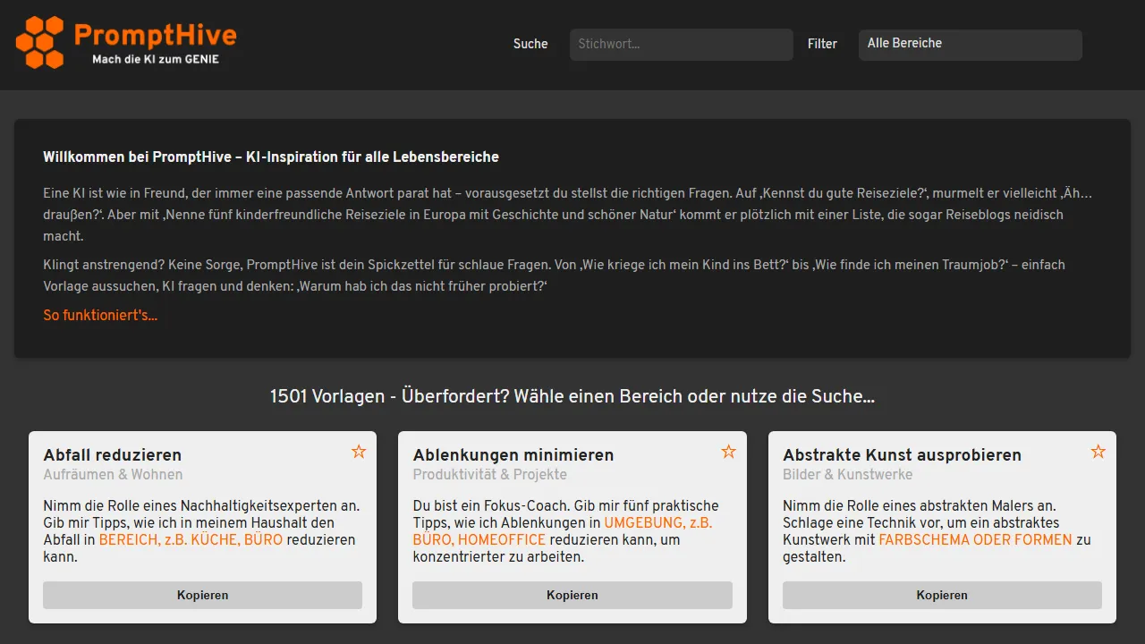 prompthive.net - Web Projects for Prompt Engineering Support screenshot