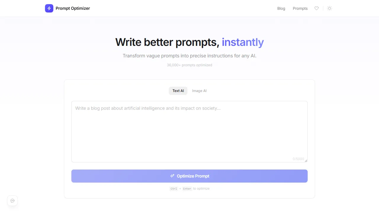 promptoptimizer.tools - Free AI Prompt Generator - Best Examples screenshot