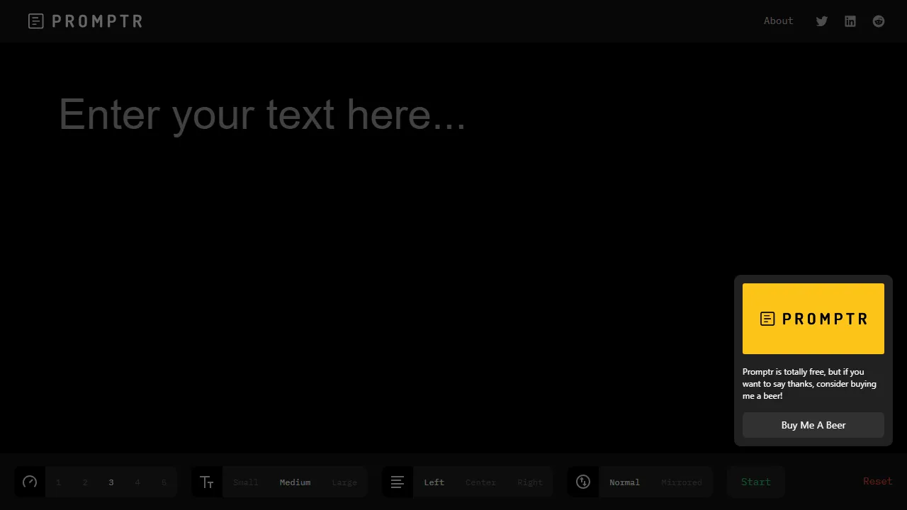 promptr.co - Free Online Teleprompter for Everyone screenshot