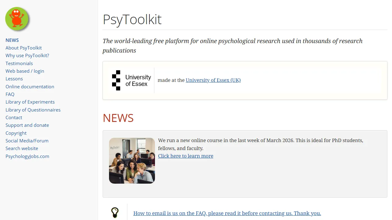 psytoolkit.org - Free Platform to Run Experiments screenshot