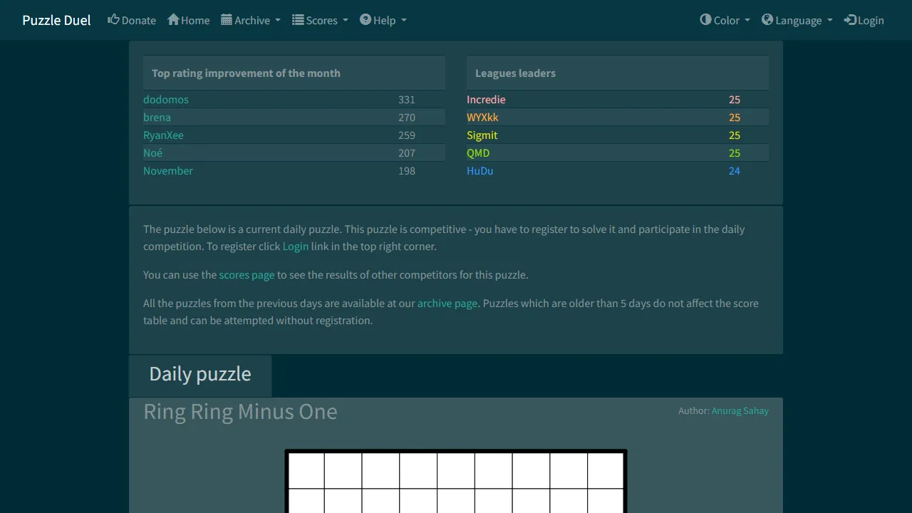 puzzleduel.club - Online Puzzle Platform for Daily Challenges screenshot