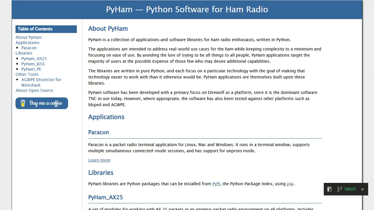 pyham.org - Amateur Radio Software and Tools for Hams screenshot