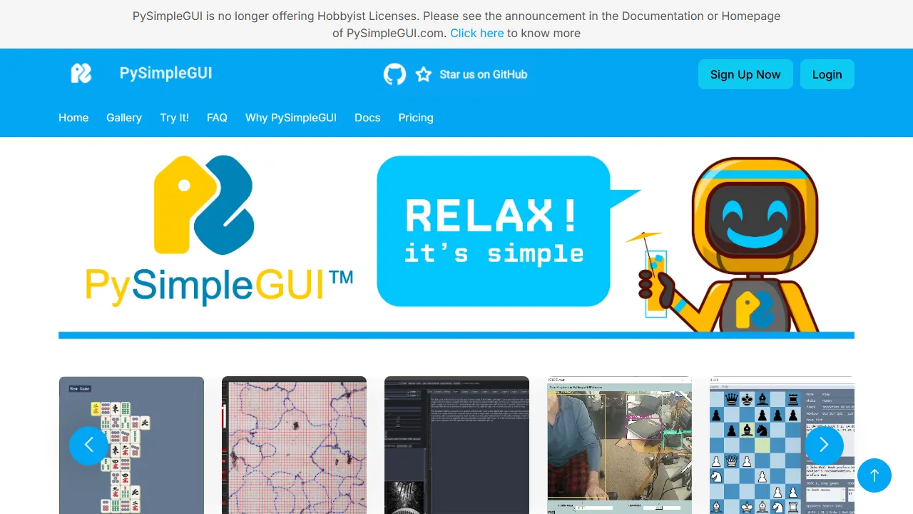 pysimplegui.com - GUI Framework - Support Development screenshot