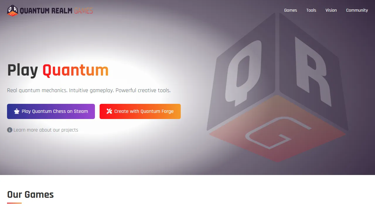 quantumrealmgames.com - Easy Quantum Mechanics for Indie Games screenshot