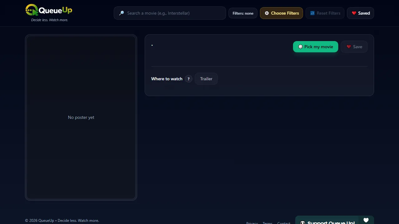 queueupmovies.com - Simple Tool for Movie Queue Management screenshot
